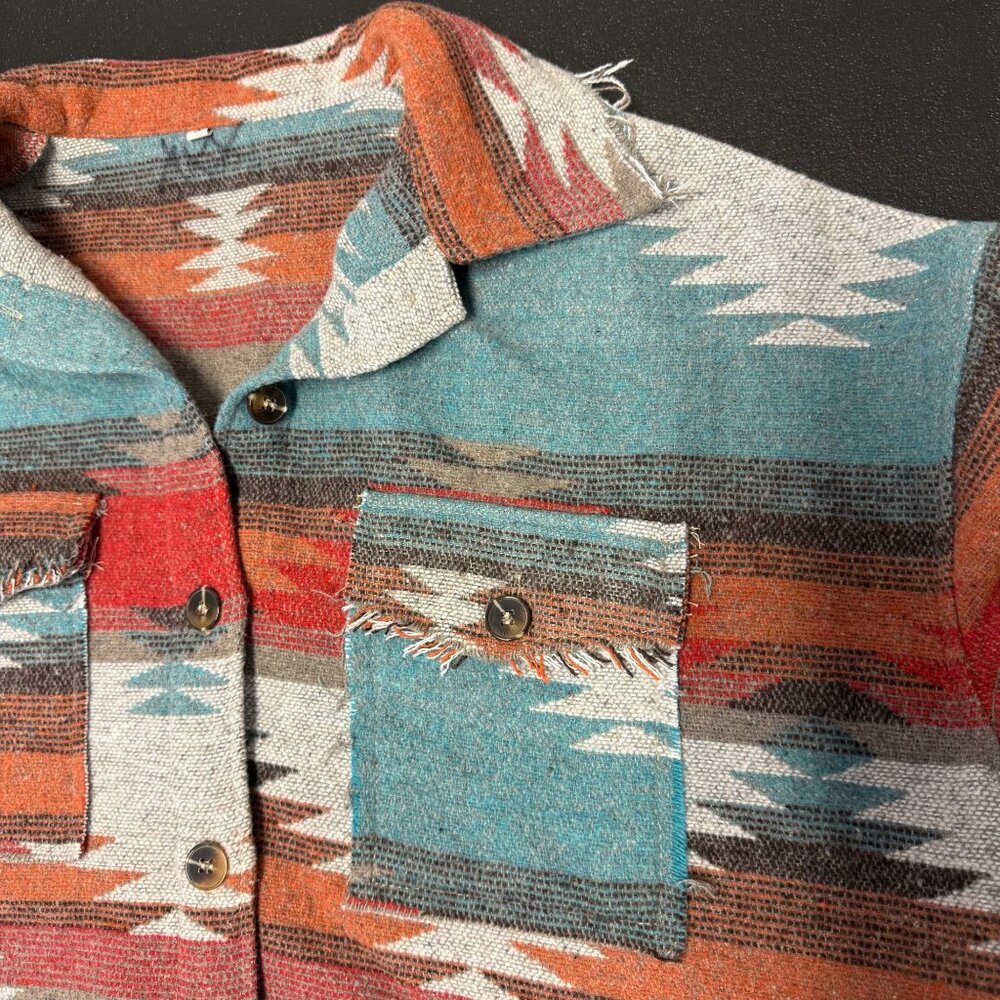 Southwestern Style Button-Up Jacket Shacket Oversized Women’s size Large - Picture 7 of 10